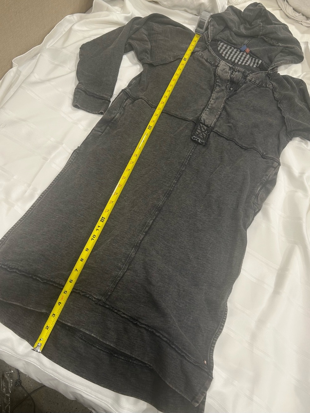 Pilcro Anthropologie Hooded Sweatshirt Dress Gray Acid Wash Size Small - Picture 6 of 10